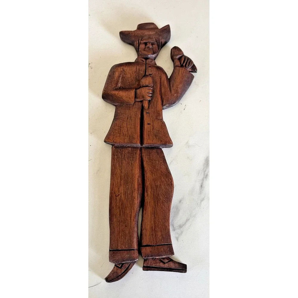 Primitive Wooden Folk Art Hanging Silhouettes MCM 9.5
